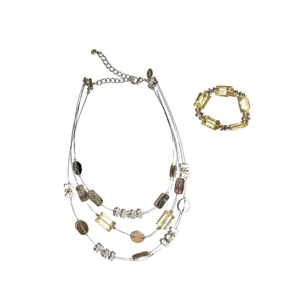 Chico's 3 Strand Silver Necklace and Bracelet